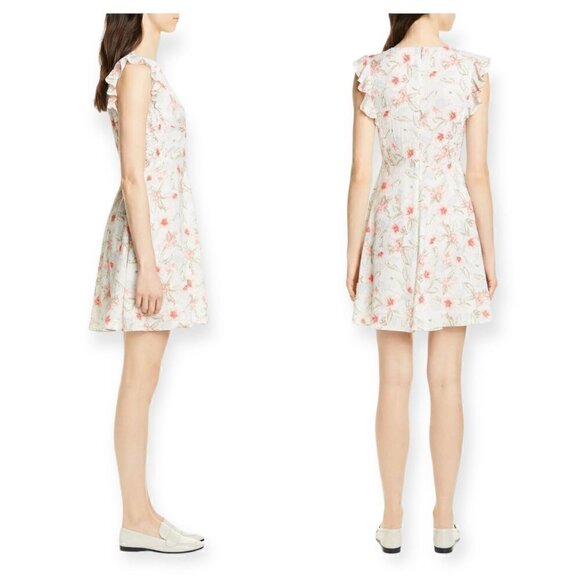 Rebecca Taylor Kamea Stretch Silk Dress In Snow Combo, Size 14, New with tag - Picture 2 of 16